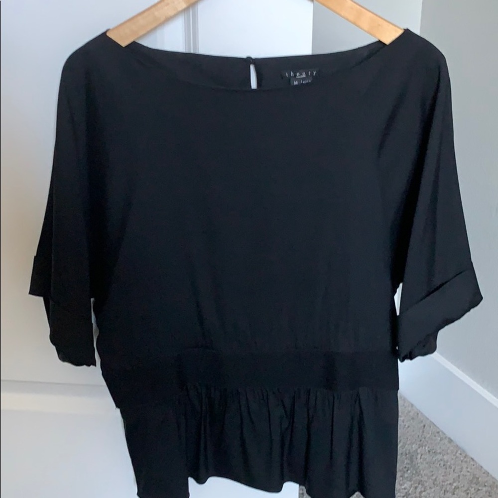 Theory - Classic Black Silk Blouse